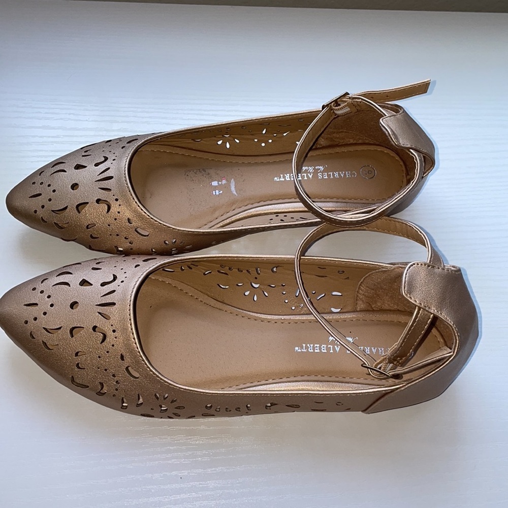 Charles Albert rose gold cut out flats - Picture 2 of 3